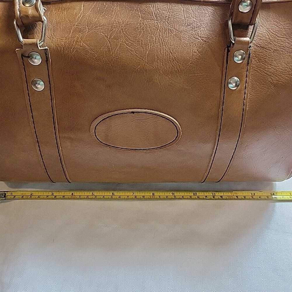 Vtg 70s US Luggage Leather Travel Bag Tan Carry O… - image 6