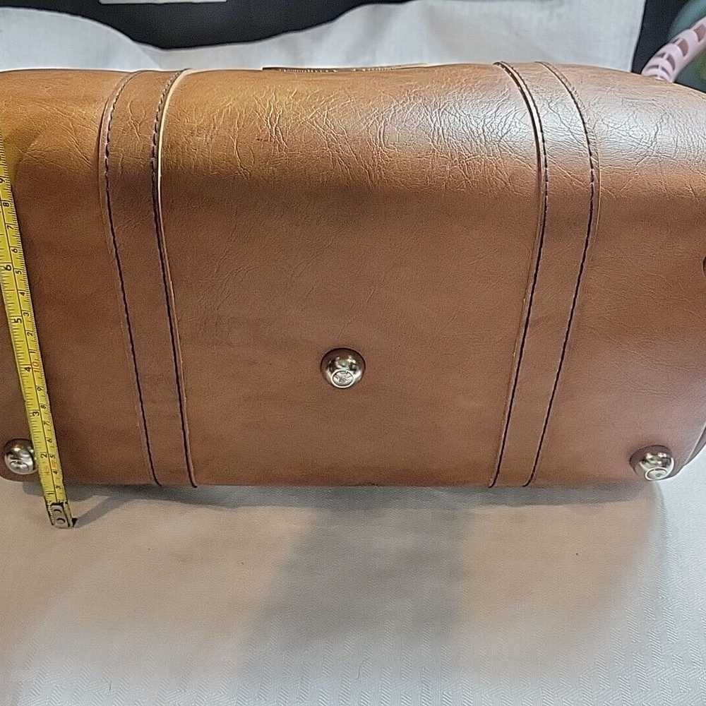 Vtg 70s US Luggage Leather Travel Bag Tan Carry O… - image 7