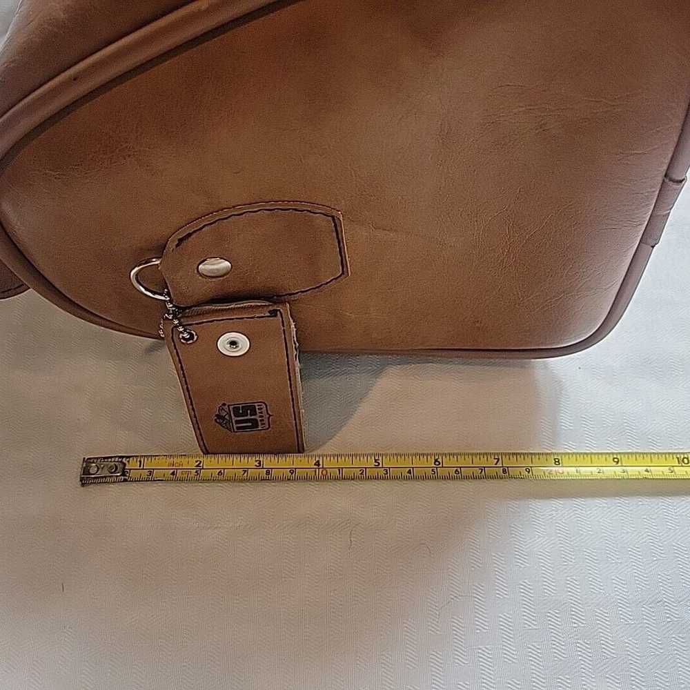 Vtg 70s US Luggage Leather Travel Bag Tan Carry O… - image 8