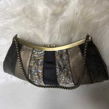 Talbots vintage black,copper & gray clutch