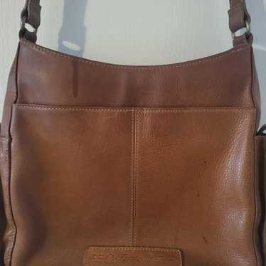 Fossil Brown Genuine Leather Shoulder Bag Purse H… - image 1