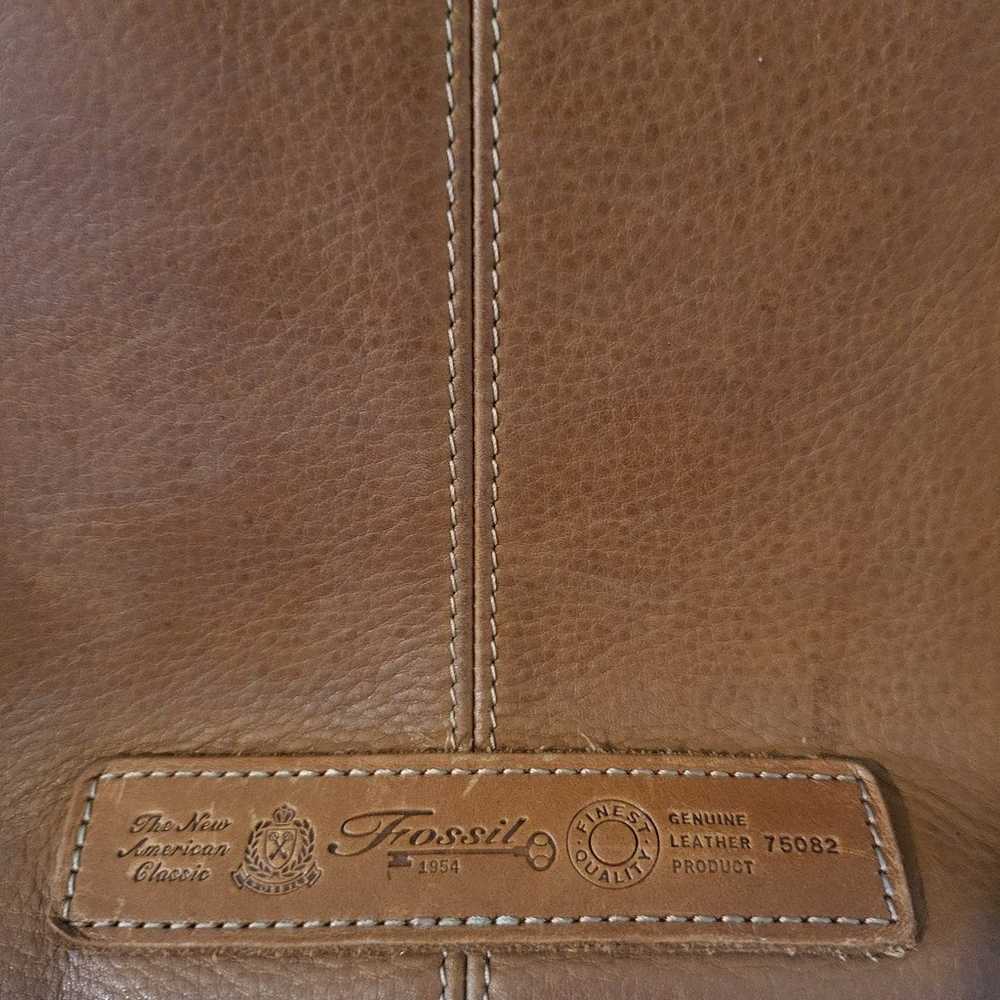 Fossil Brown Genuine Leather Shoulder Bag Purse H… - image 4