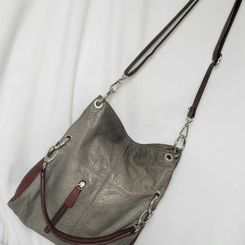 Vintage Italian leather purse crossbody embossed … - image 1