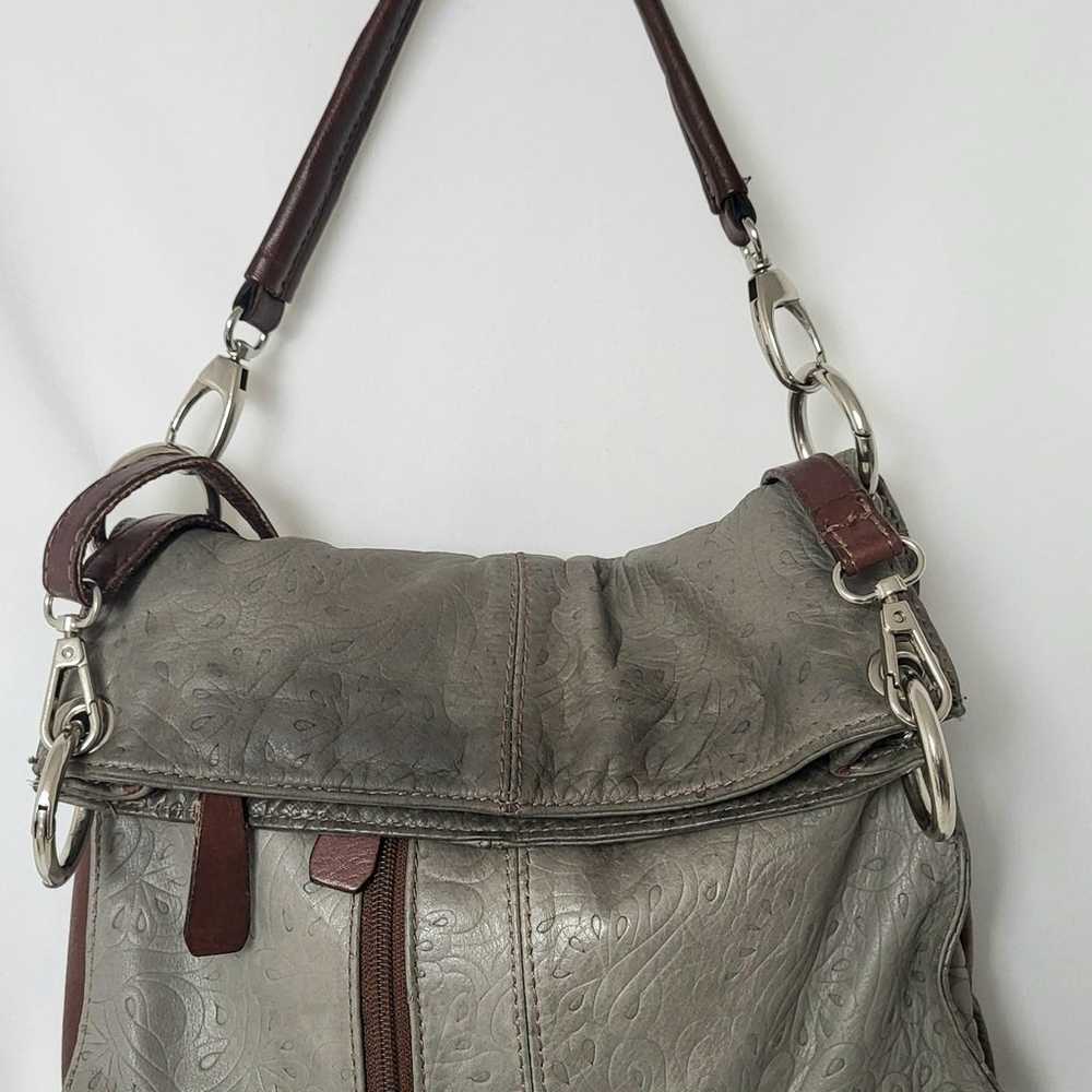 Vintage Italian leather purse crossbody embossed … - image 3