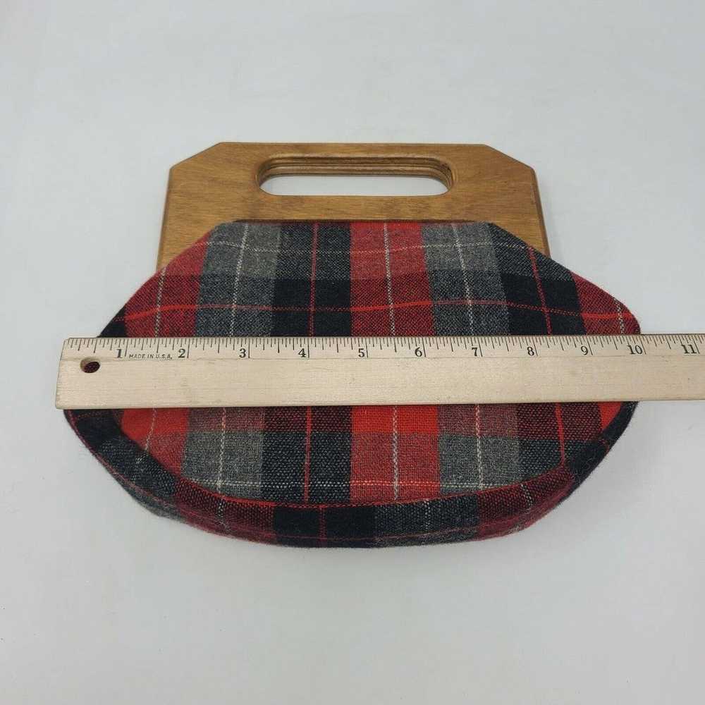 Vintage Ingber Black Red Plaid Purse Clutch Wood … - image 7