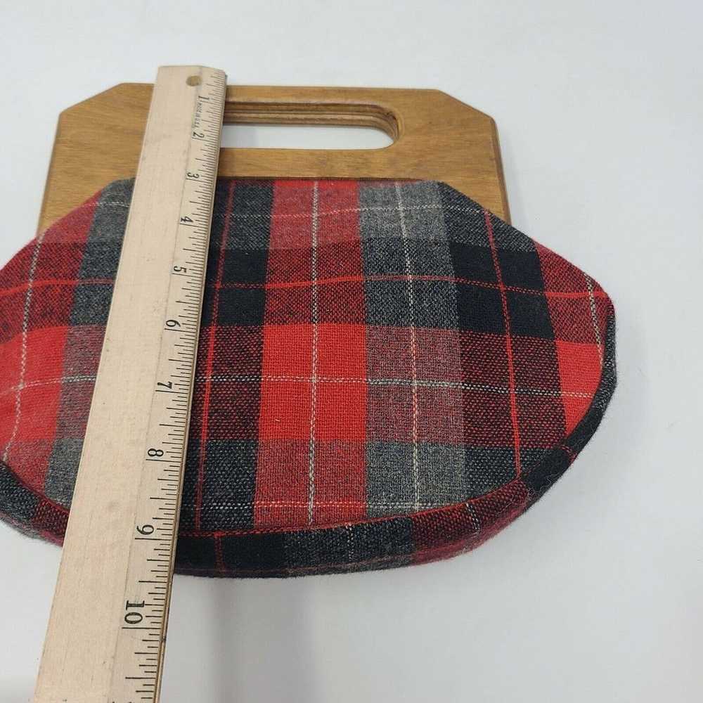 Vintage Ingber Black Red Plaid Purse Clutch Wood … - image 8