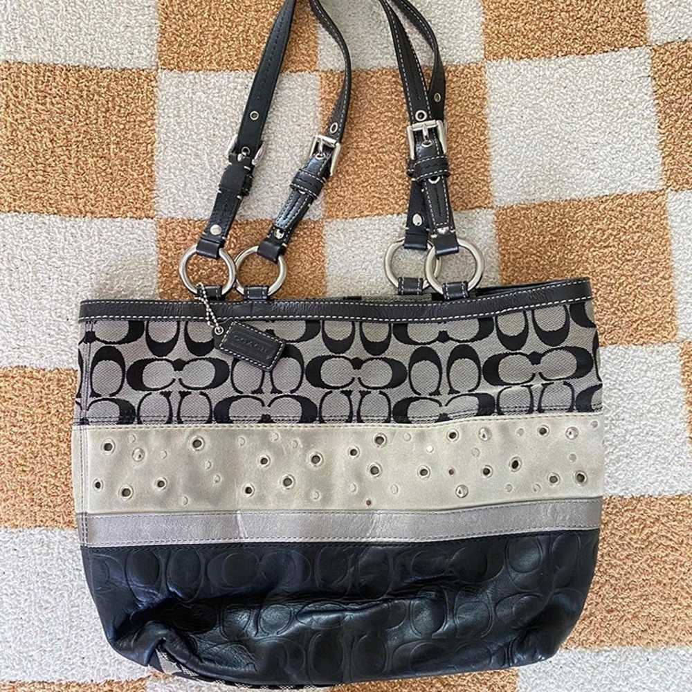 COACH GREY BLACK SILVER VINTAGE Y2K BAG SHOULDER … - image 3