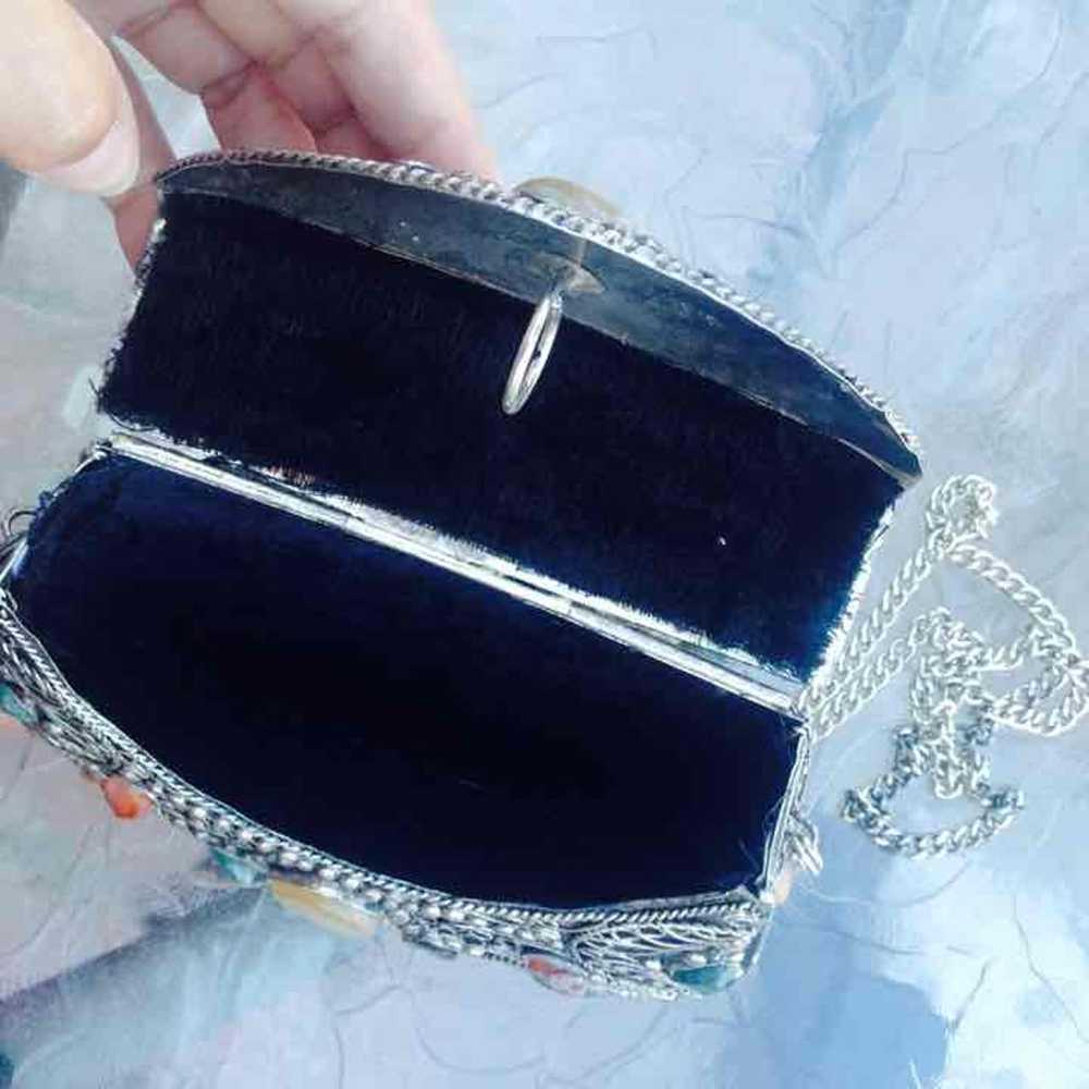 Vintage silver stone purse - image 4