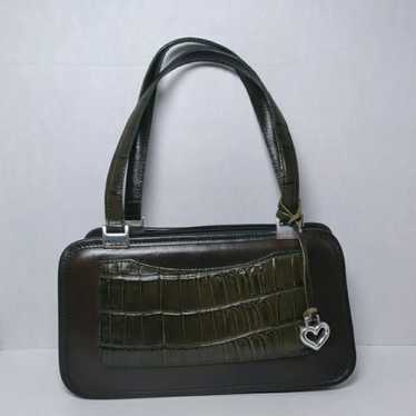 Vintage Brighton Brown Green Leather Purse Handbag - image 1