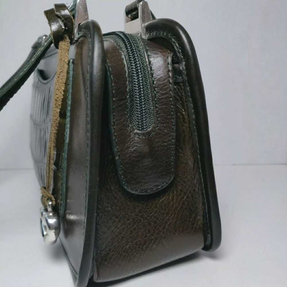 Vintage Brighton Brown Green Leather Purse Handbag - image 4