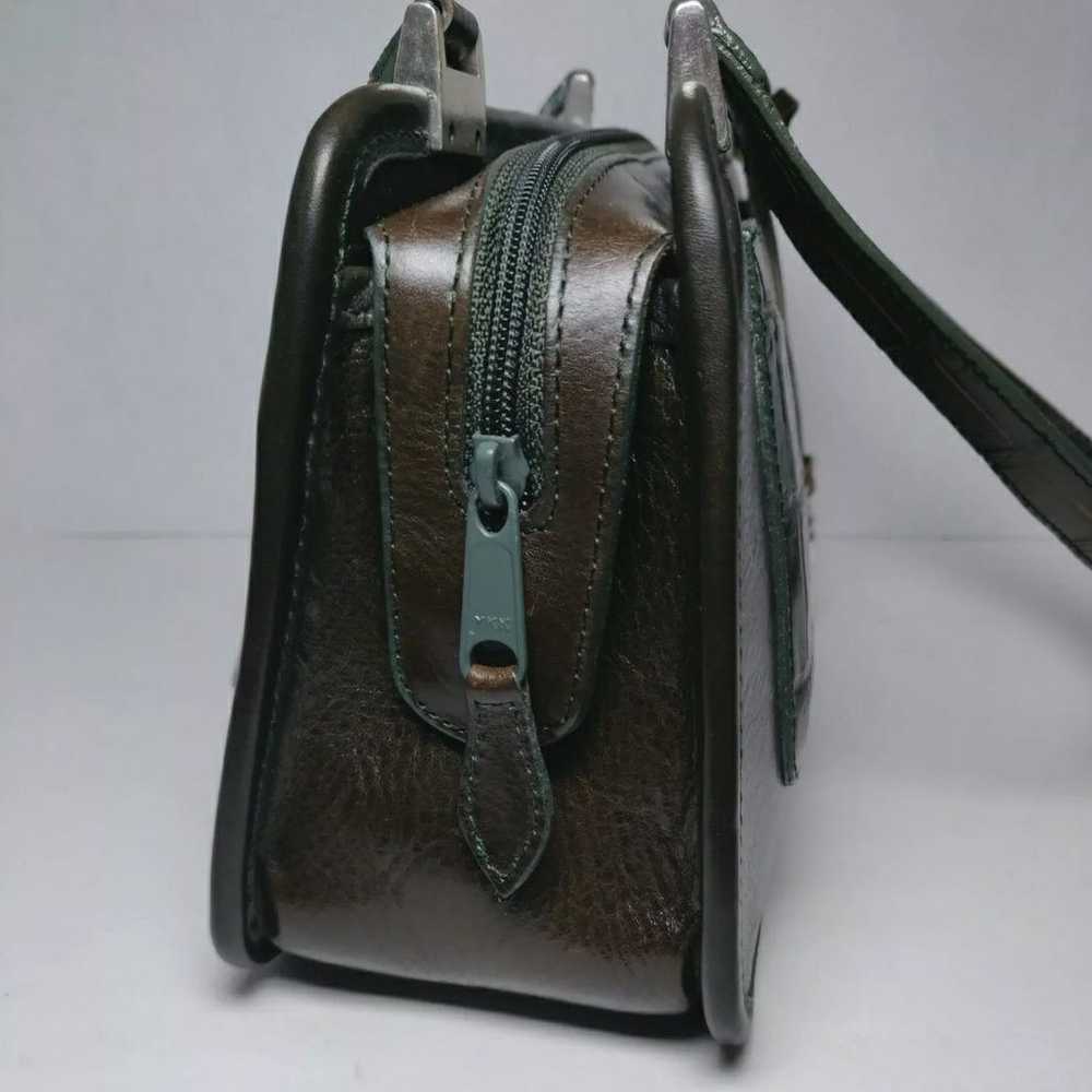 Vintage Brighton Brown Green Leather Purse Handbag - image 5