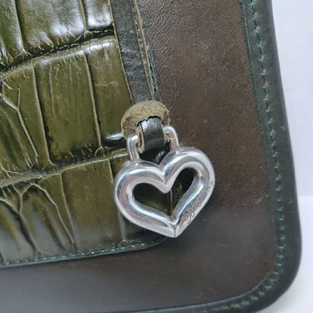 Vintage Brighton Brown Green Leather Purse Handbag - image 7