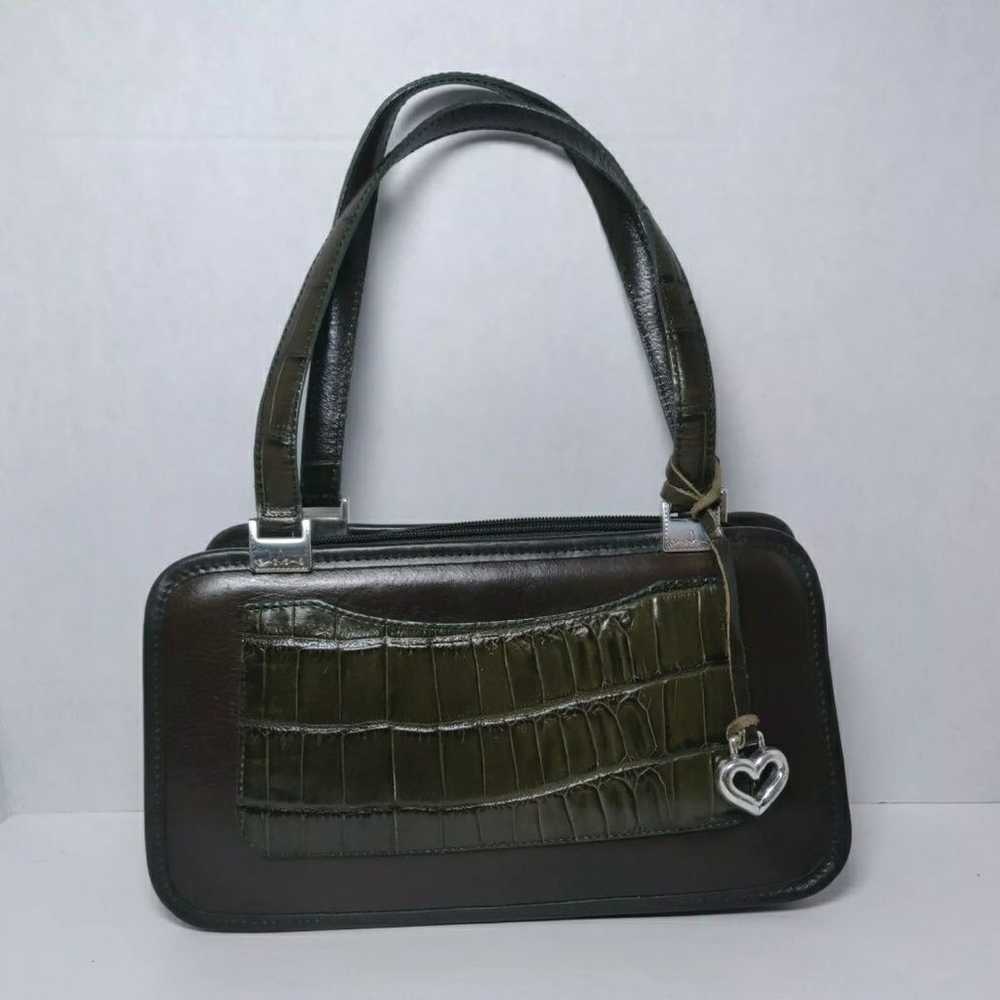 Vintage Brighton Brown Green Leather Purse Handbag - image 8