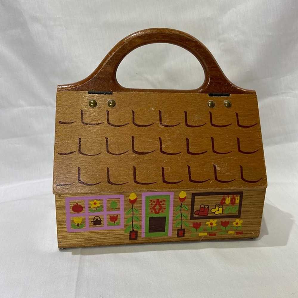 Gary Gail Dallas Wooden Cottage Handbag, Made in … - image 2