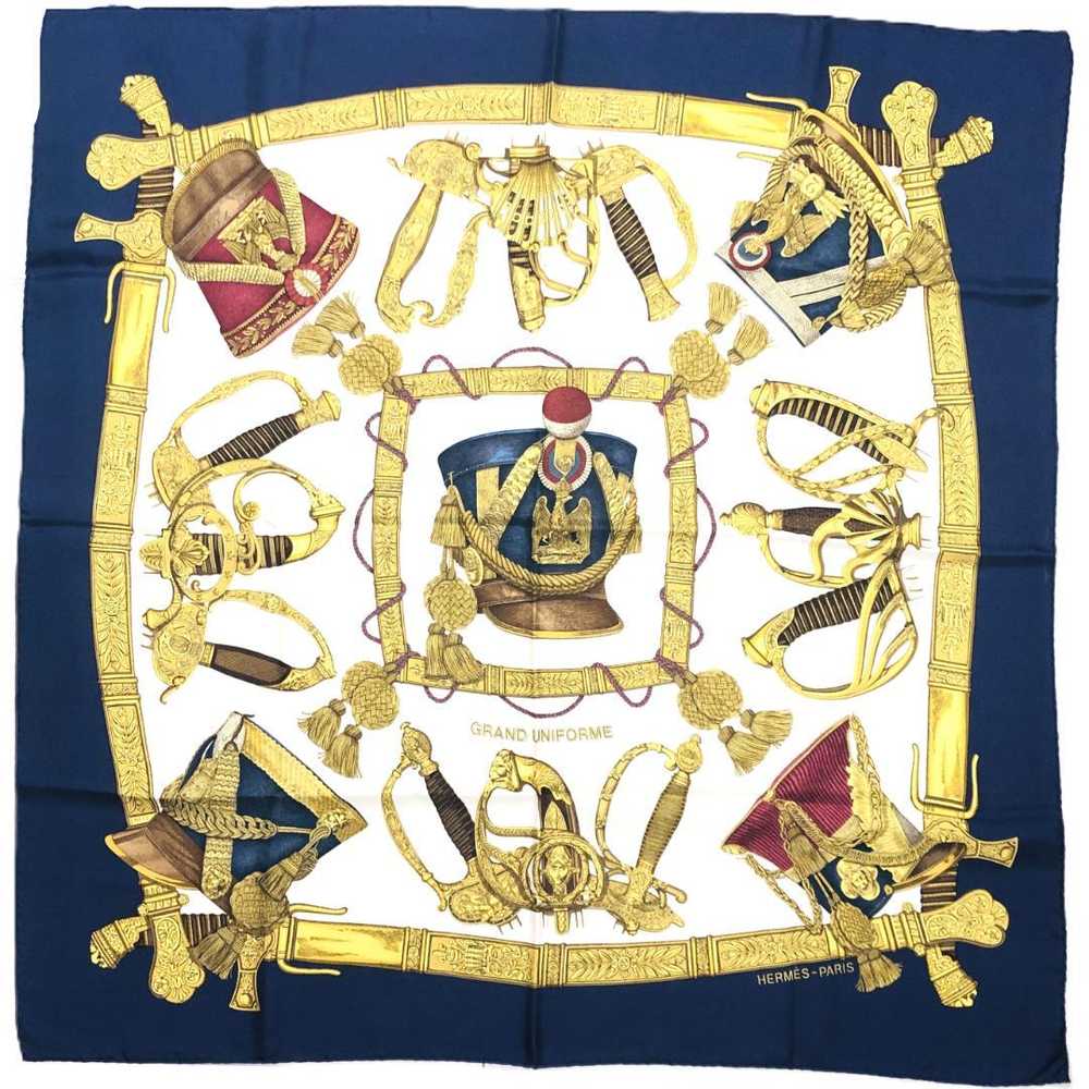 Hermes Carre 90 Grand Uniform Scarf Navy Authentic - image 11