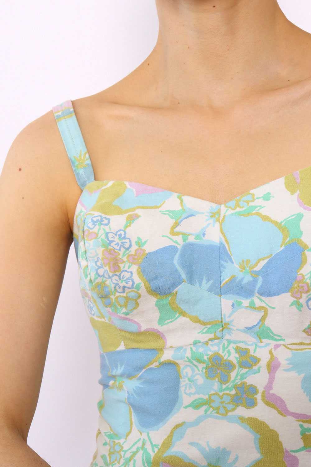 Midcentury Pastel Floral Playsuit S - image 2