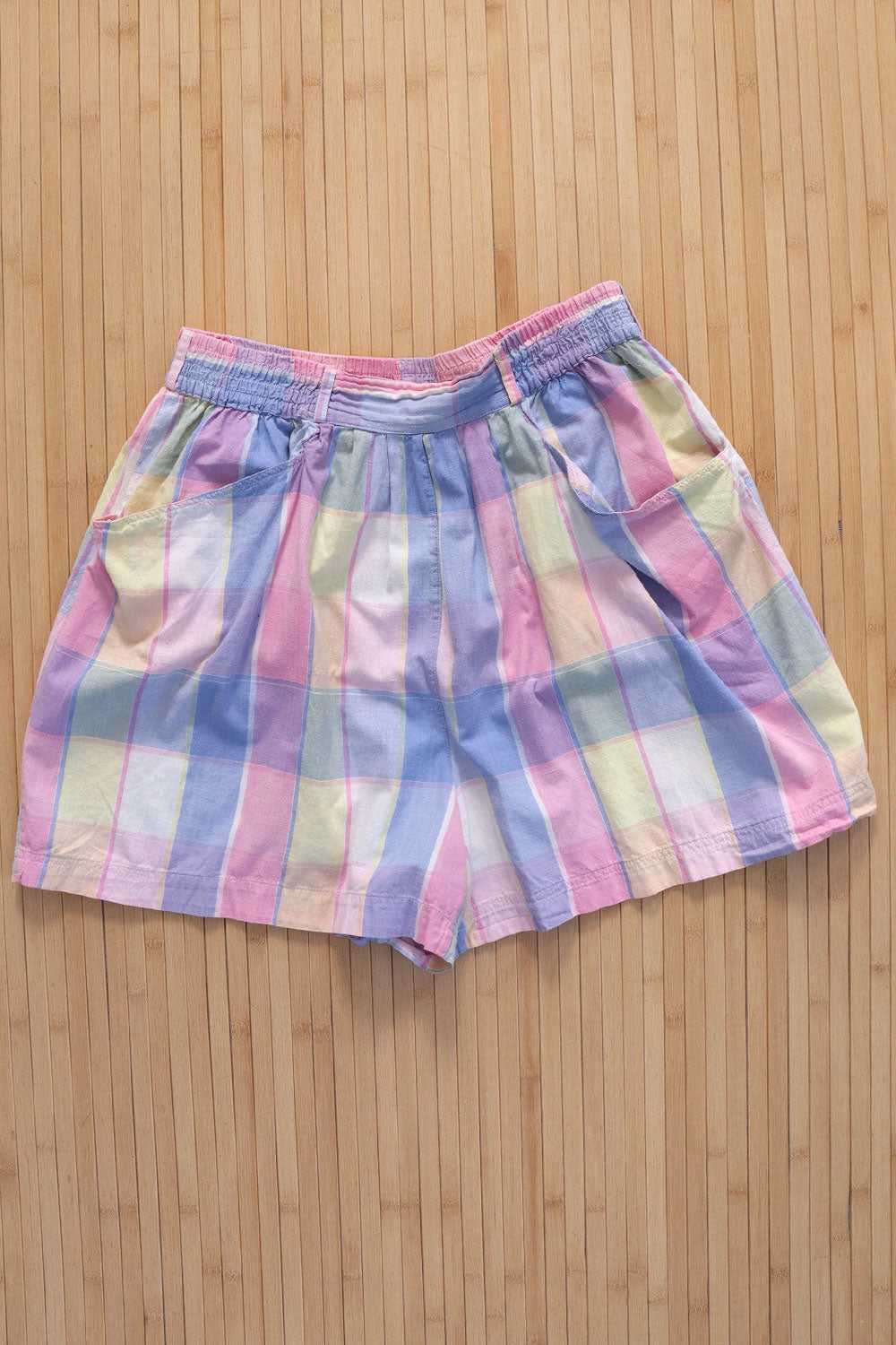 Pastel Plaid Cotton Shorts L/XL - image 1