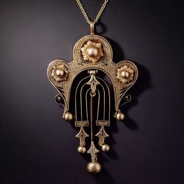 Victorian Taille d'Epargne Enamel Necklace