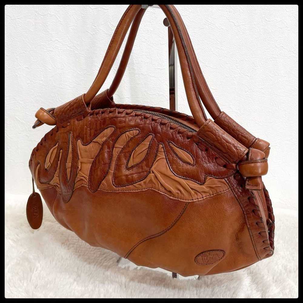 Unused IBIZA genuine leather handbag in brown wit… - image 1