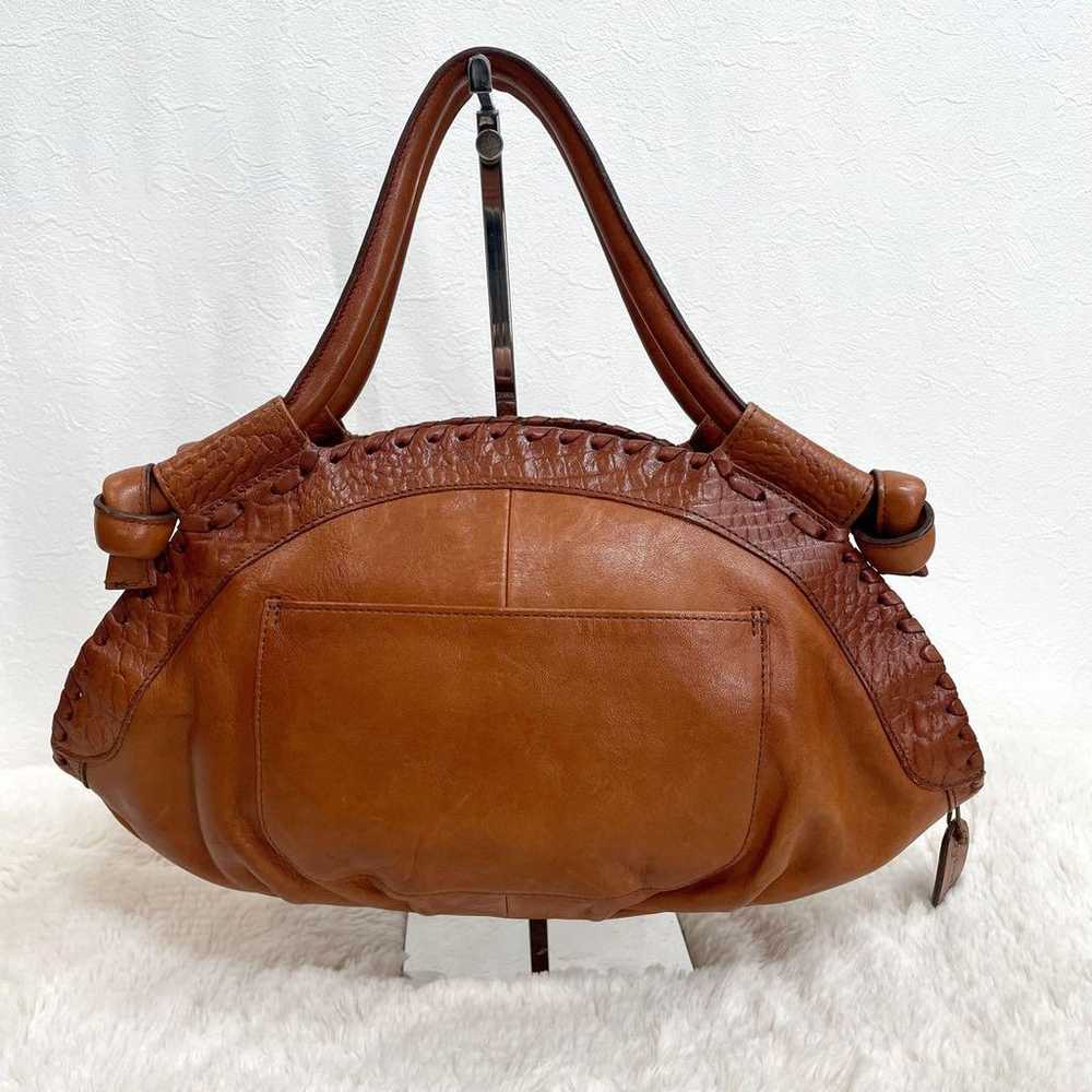 Unused IBIZA genuine leather handbag in brown wit… - image 3