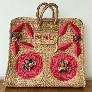 Large vintage straw bag Gem