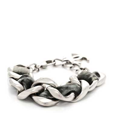 CHANEL Velvet CC Chain Bracelet Grey Silver - image 1