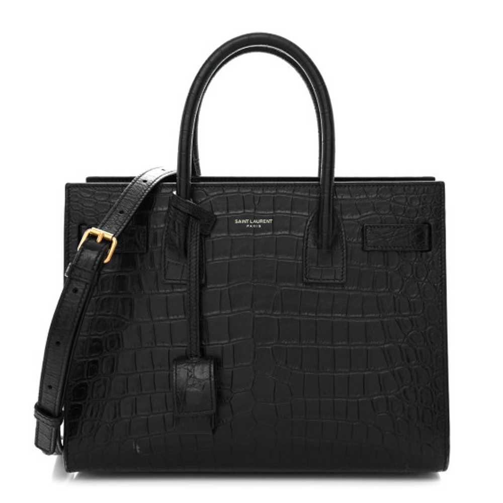 SAINT LAURENT Calfskin Crocodile Embossed Baby Sa… - image 1