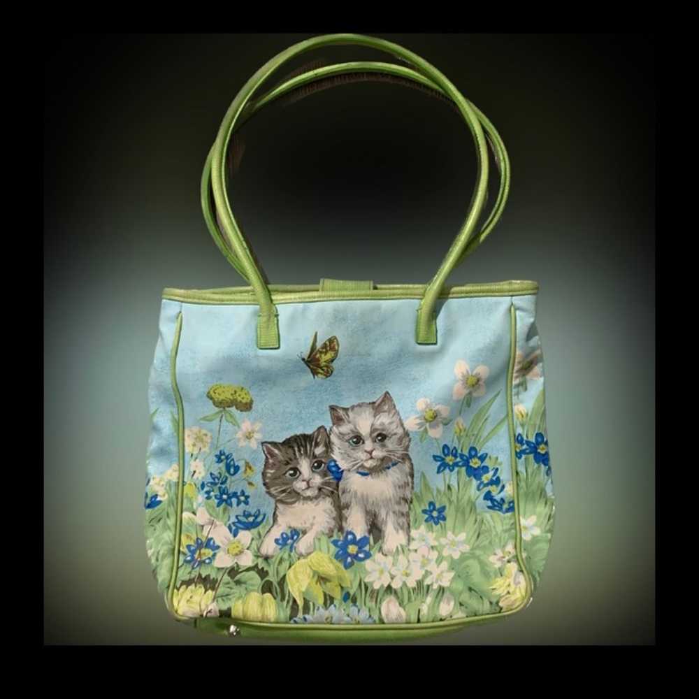 Vintage Y2K cat butterfly floral shoulder bag - image 1