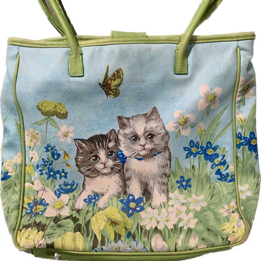 Vintage Y2K cat butterfly floral shoulder bag - image 3