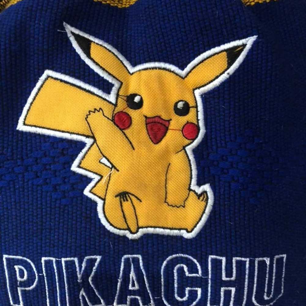 Y2K Pokemon Blue Yellow Woven Embroidered Pikachu… - image 4