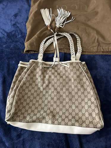 Gucci gucci beige GG canvas and leather bag