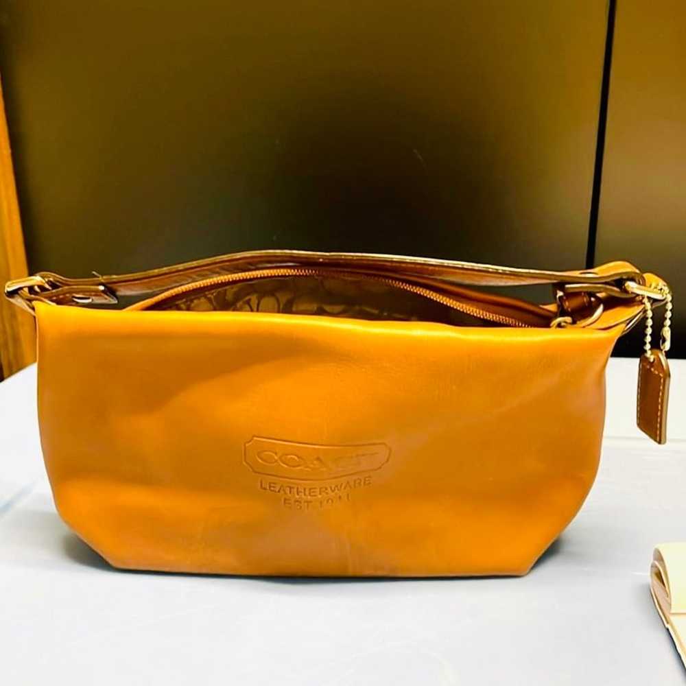 Coach Leather Purse Wristlet Caramel Brown In Vin… - image 1