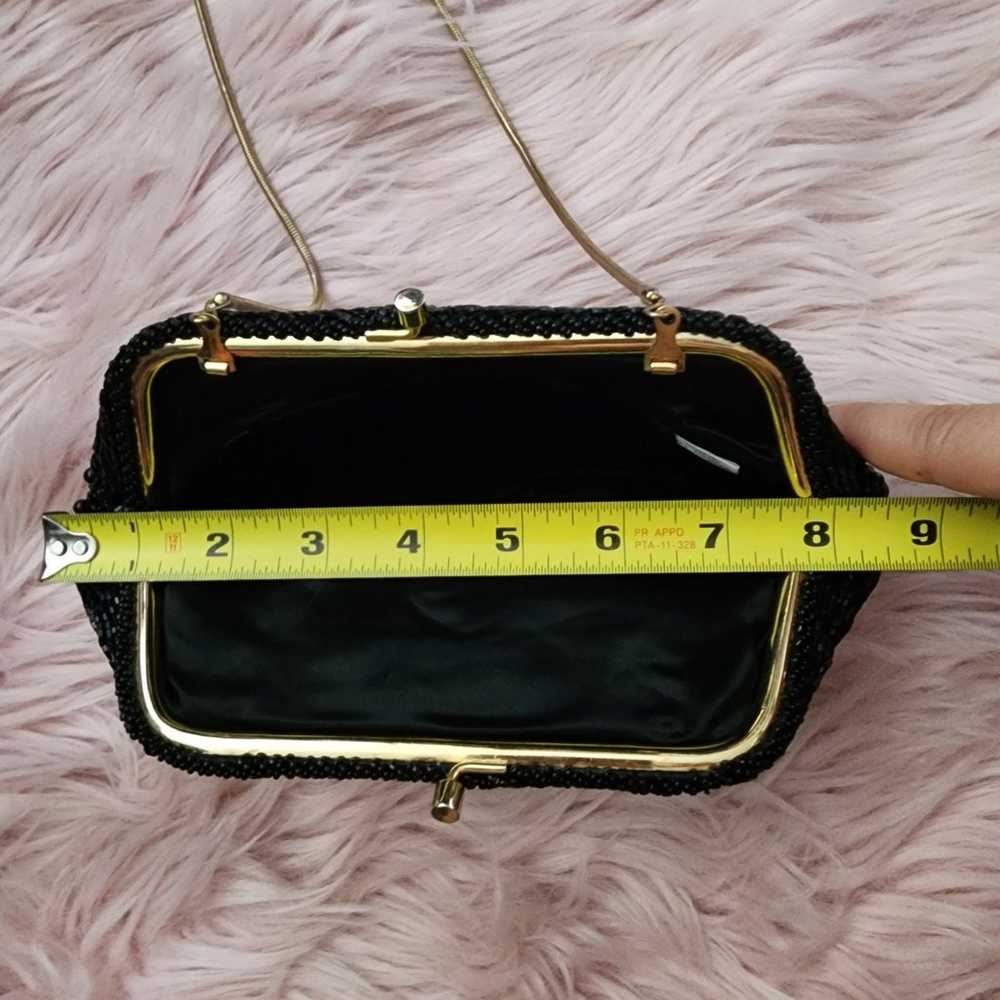 Vintage black beaded crossbody clutch evening bag - image 11