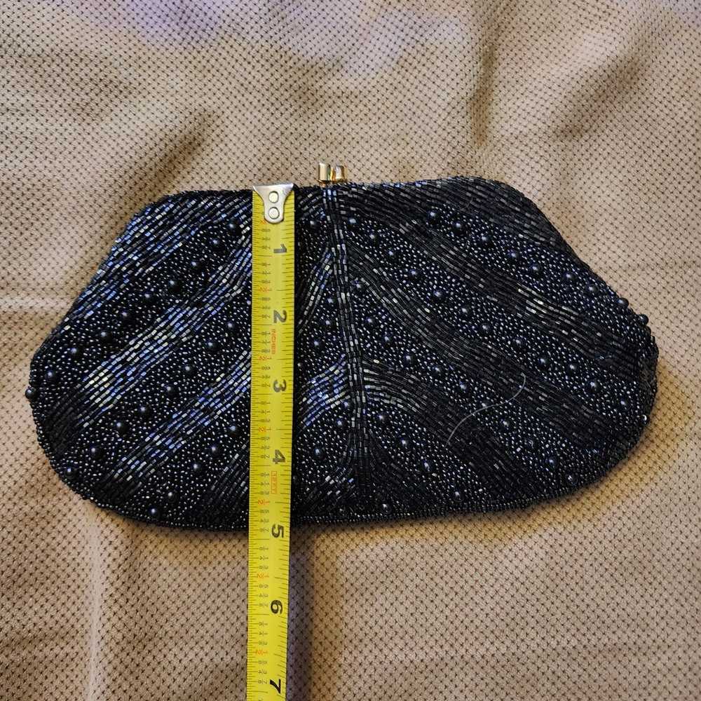 Vintage black beaded crossbody clutch evening bag - image 12