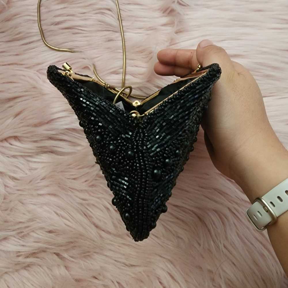 Vintage black beaded crossbody clutch evening bag - image 6