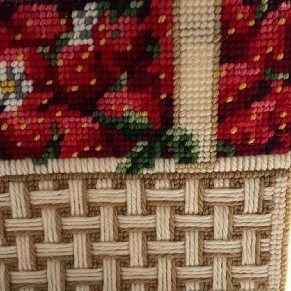 Needlepoint Strawberries Woven Metal Feet Handmad… - image 10