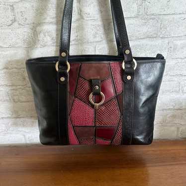 Vintage Etienne Aigner Black Leather & Suede Hand… - image 1