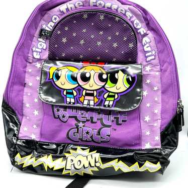 Powerpuff Girls Black Purple Backpack Cartoon Net… - image 1