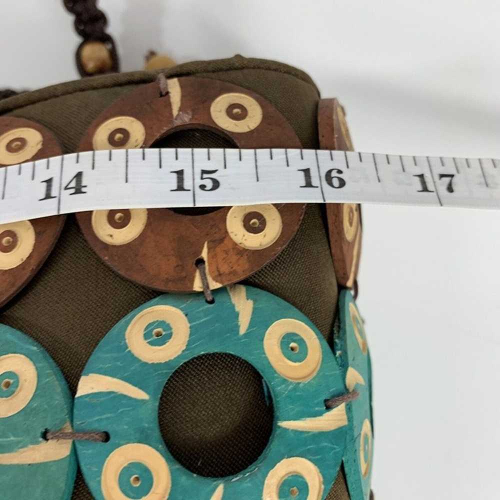 VTG 70s Boho Chic Wooden Circle Beaded Handbag Hi… - image 12