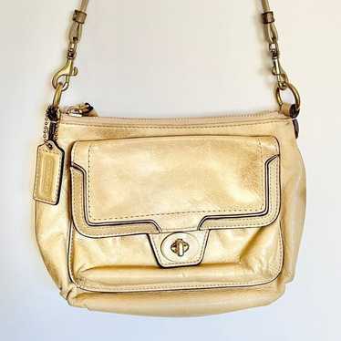 Coach Beige/Gold Trim Vintage Leather Crossbody - image 1