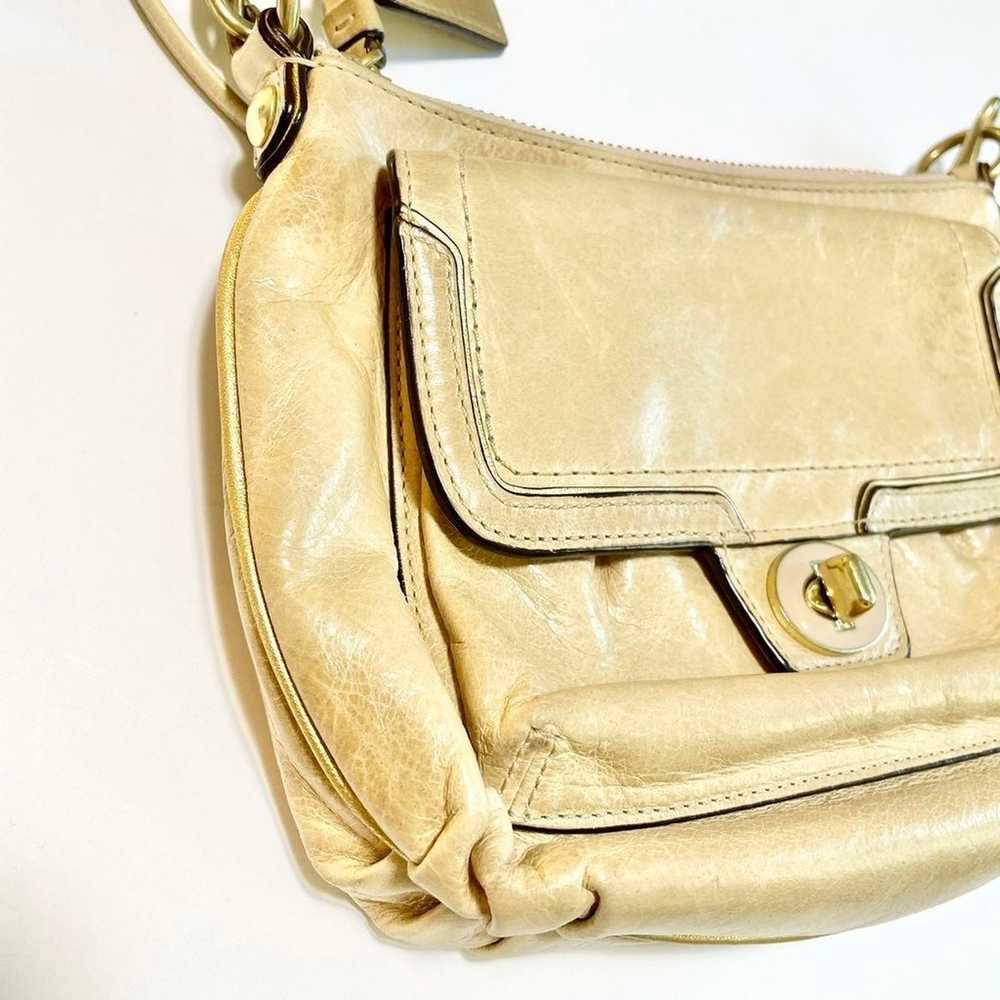 Coach Beige/Gold Trim Vintage Leather Crossbody - image 6