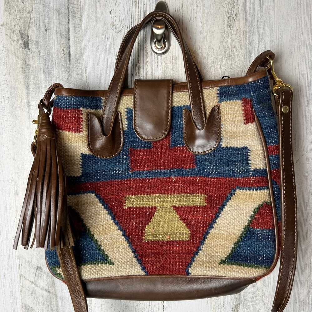 Saddle Woven Purse Shoulder Bag Aztec Tapestry Re… - image 10