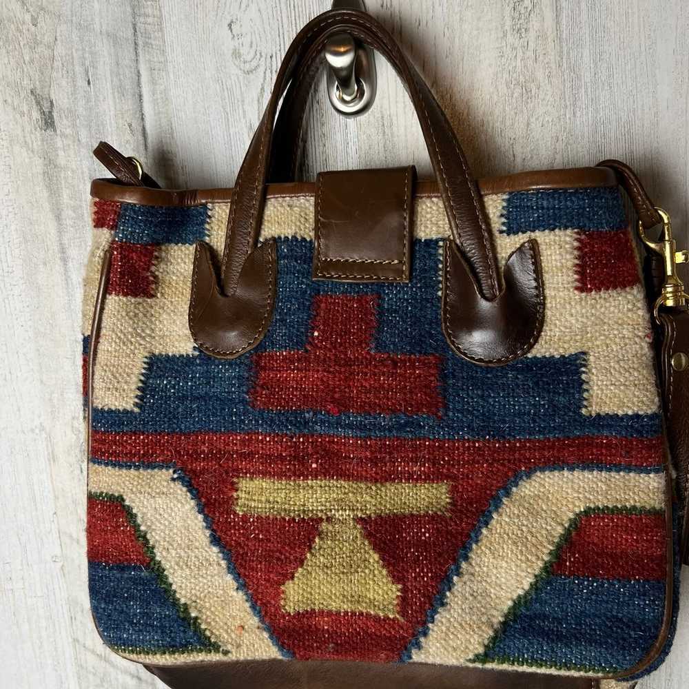 Saddle Woven Purse Shoulder Bag Aztec Tapestry Re… - image 5