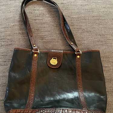 Brahmin Vintage Leather Black and Brown Purse