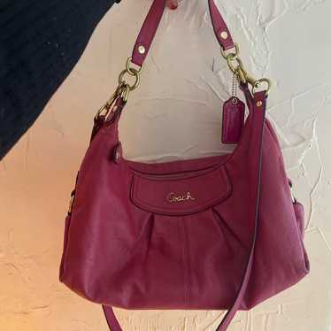 Coach Ashley sale Hippie Crossbody Handbag Purse Medium Burgundy Leather W/Wallet