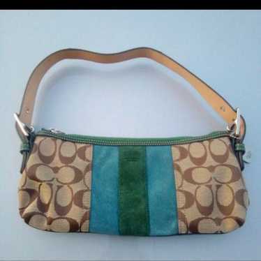 Coach vtg leatherware suede/fabric purse - image 1