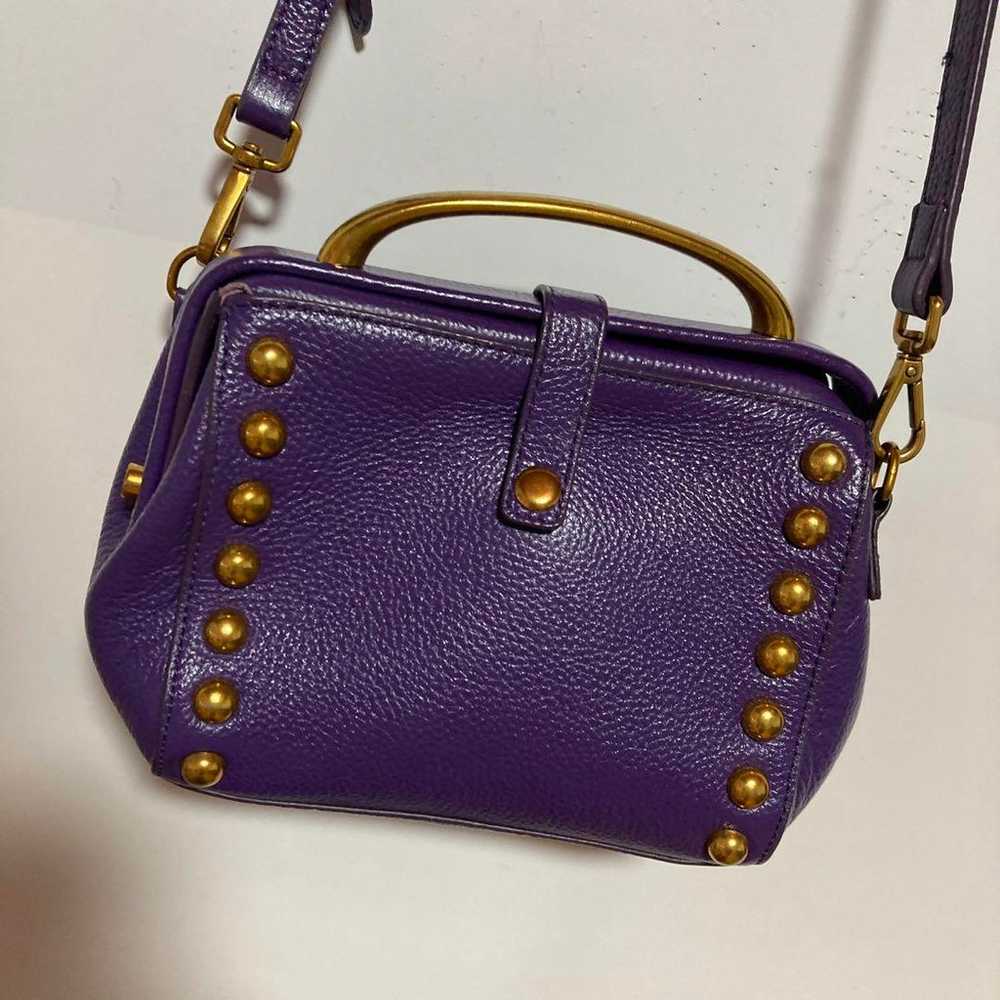 Purple shoulder bag leather studs gold y2k - image 2