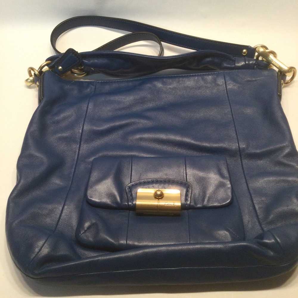 Coach Kristin Teal Blue Leather Convertible Shoul… - image 9