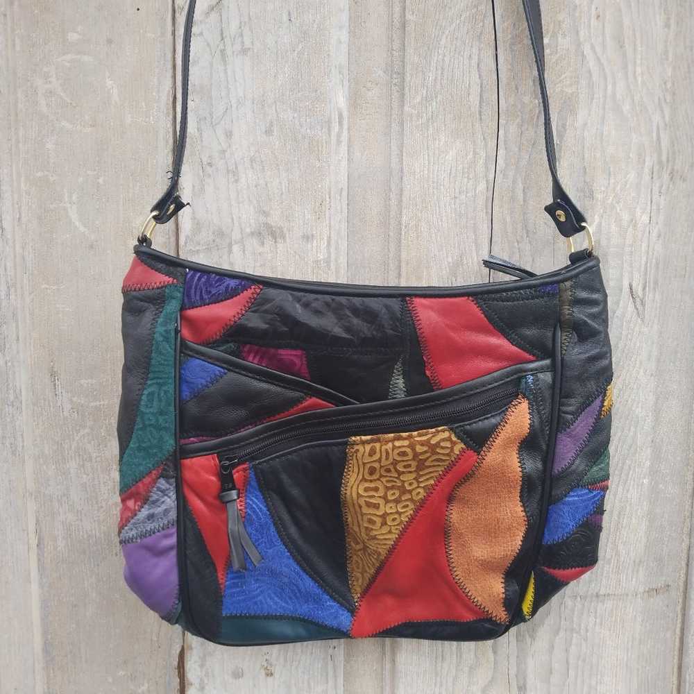 Vintage Leather Patchwork Purse - image 1