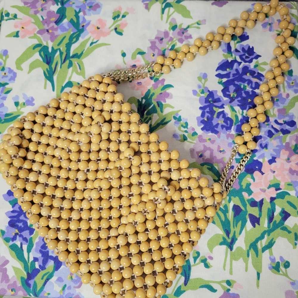 Vintage Wooden Bead Shoulder Bag by Walborg's, ma… - image 3